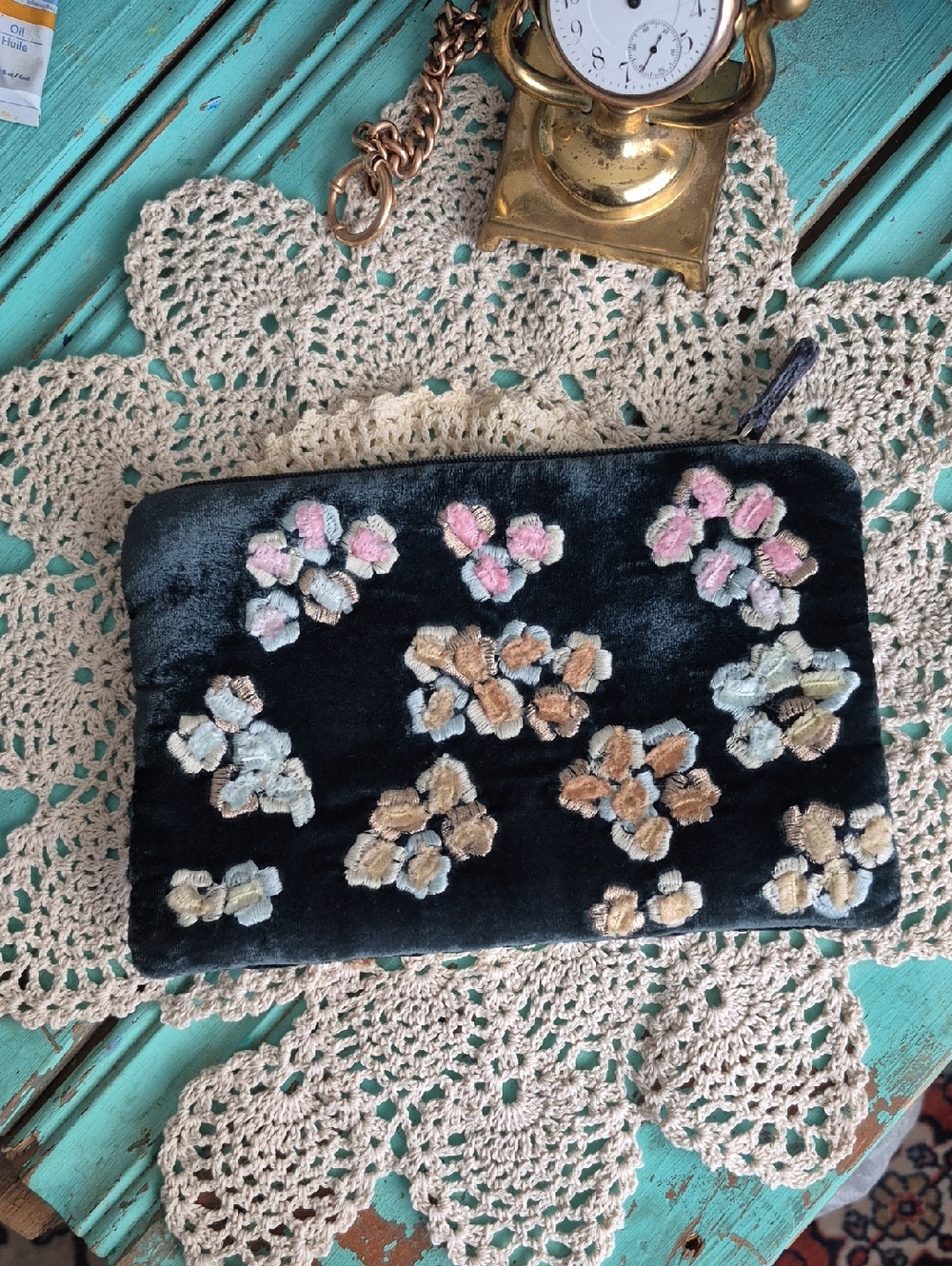🌙ANKE DRECHSEL Silk Velvet Purse Clutch